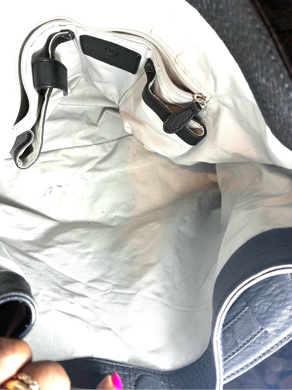 Cole Haan Black Pebbled Leather Hobo Handbag Short Shoulder Strap Silver HW - Picture 7 of 13